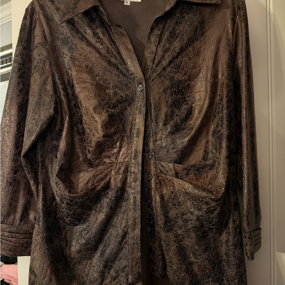 Copper button top blouse